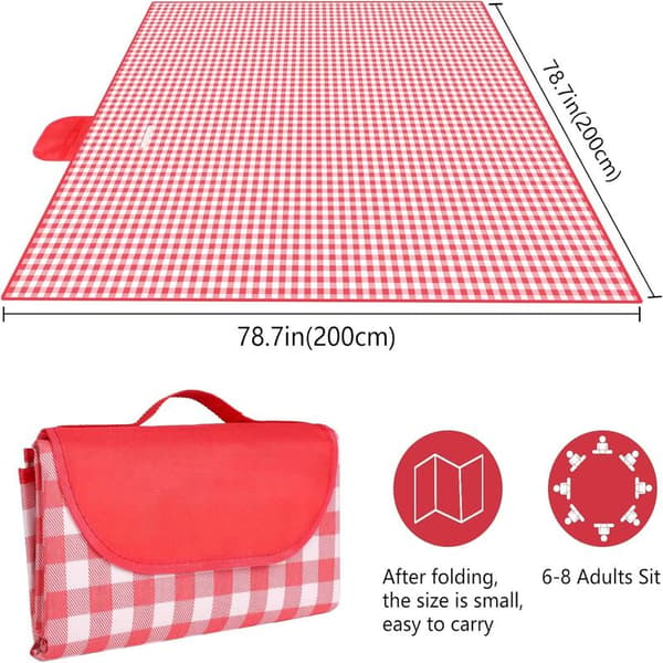 Waterproof Picnic Blanket with Carrying Handle, Portable and Foldable