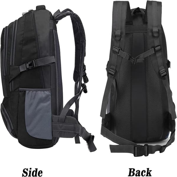 60L Waterproof Hiking Backpack Lightweight Camping Backpack Women Men Durable Daypack (Black, 60L)