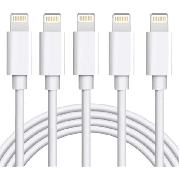 5 st Lightning USB-kabel för Apple till din iPhone, iPad 1m Vit