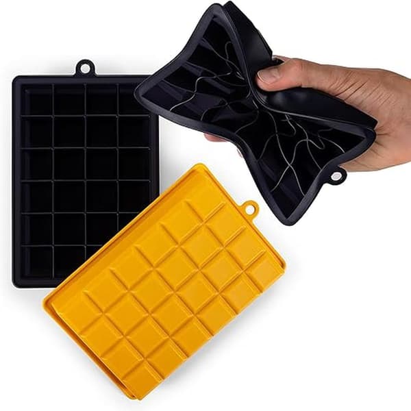 2x24 isforme med låg, silikone isforme, isterningebakker, stabelbare