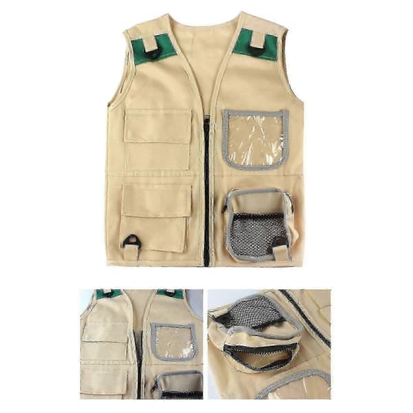 Udendørs sæt, ungt barns khaki vest og hat behageligt og holdbart explorer kostume rollespil legetøj