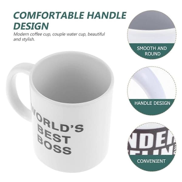 350ml Ceramic Mug Dunder Mifflin World's Best Boss Water Mug Personalized Office Coffee Mug (White)