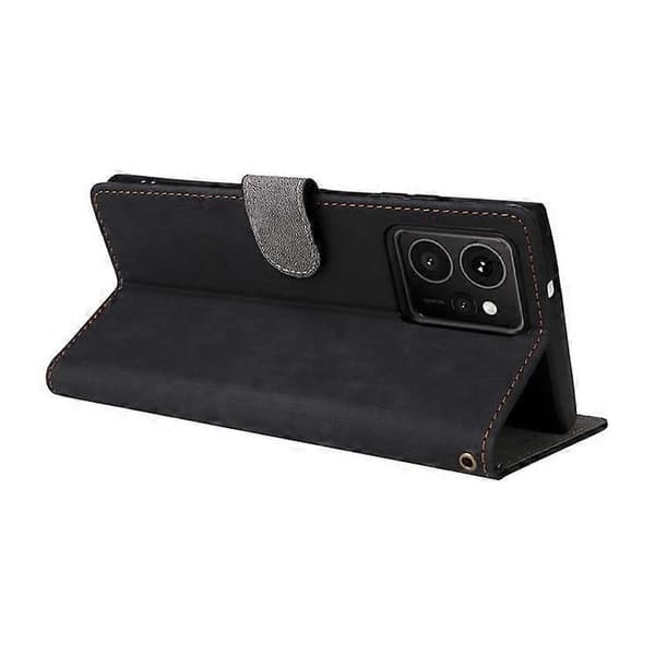 Kompatibelt til HMD Skyline Pung Etui RFID PU Læder Etui Stativ [DB] Black