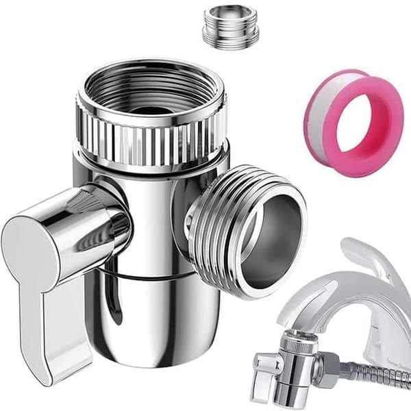 Faucet Adapter with Diverter - 3-Way Switch with M22/M24/G1/2\" Threads for Kitchen Faucet & Hand Shower
