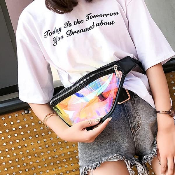 Dammode bälte ryggsäck Vattentät Transparent midjeväska pink
