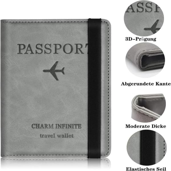 Fransk passholder, grå passholder med RFID-blokkering, kunst