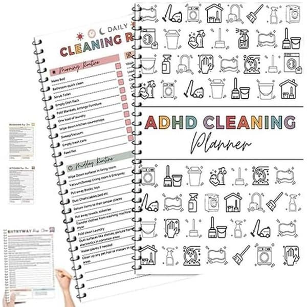 Cleaning Planner, Organization Tool - Chore Planner, Editable Cleaning Planner Book for Home, Daily, Weekly, and Monthly Annual Cleaning Checklist (1 pc)