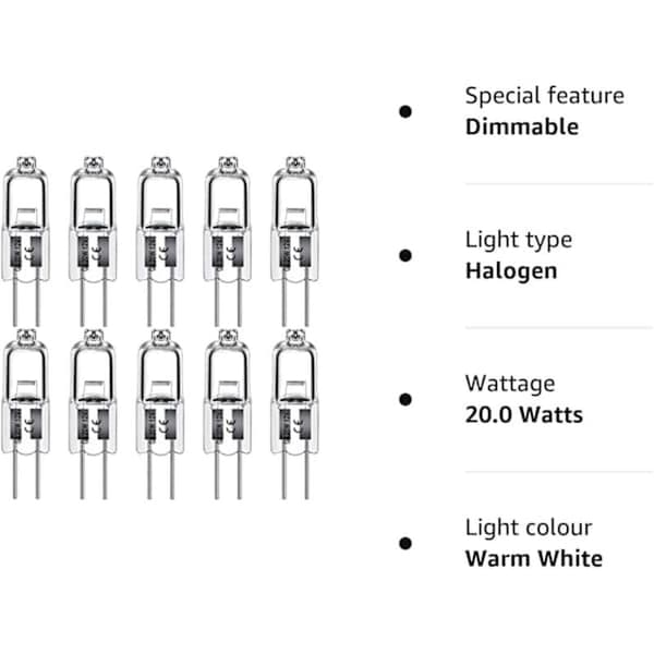 G4 Halogenlampor 10W 12V - Varmvit - 20-pack