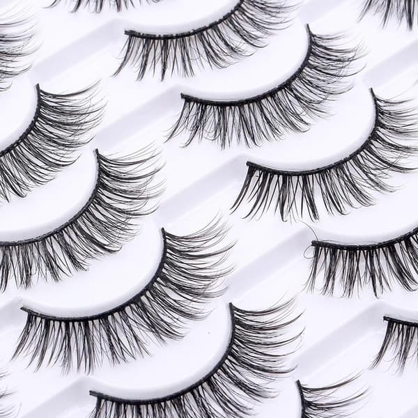 False Eyelashes 20 Pairs, 14mm 3D Fluffy Wispy Lashes, Natural Cat Eye Look for Everyday and Special Occasions Style 20-059