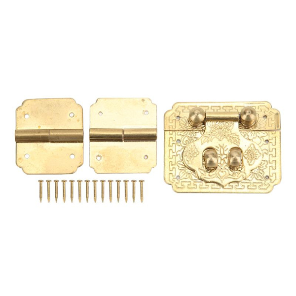 Lock Hasp Hinge Set Durable Rustproof Brass Corrosion Resistant Retro Style Wide Use Small Box Hinges