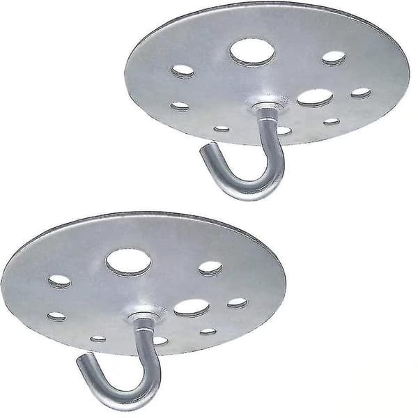 Metalkrog til loftmontering med rund base, 90 mm, kraftig krog til loftlampe, 2 stykker
