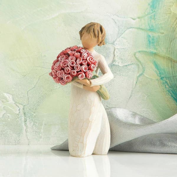 Willow Tree Overflod, Skulptureret Håndmalet Figur, rosa