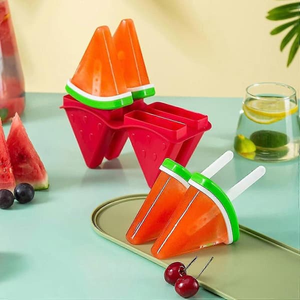 Isform - Vandmelon Blokformet Isform - Let-slip Forme Med Låg Til DIY Ispinde Cakesicles