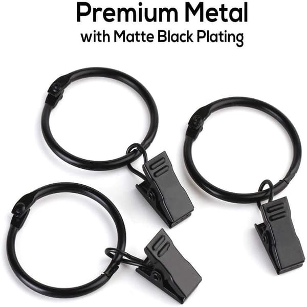 INF Gardinringar med klämmor svart 20-pack