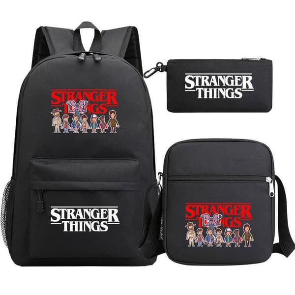 Stranger Things Ryggsäck 3-delars Set Student Skolväska Canvasväska 40 40 40 3PCS/Set