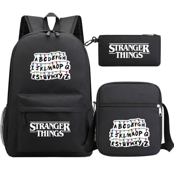 Stranger Things Ryggsäck 3-delars Set Student Skolväska Canvasväska 9