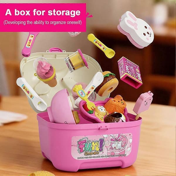 Internetkändis Hot Feeding Plate Set Låtsaslek Jordgubbspudding Matningsleksaksset Mat Blue/8pcs