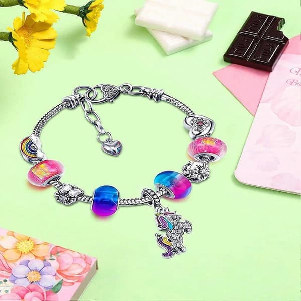 Enhjørning Glitrende Krystal Charm Armbånd Bangle til Pige Dame
