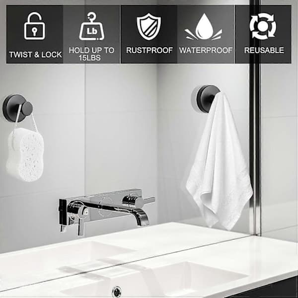 Suction Cup Hook Strong Vacuum Bathroom Suction Cup Hooks Waterproof Towel Holder PP Reusable Wall Hook for Hanging Bathrobe 2 2 grain