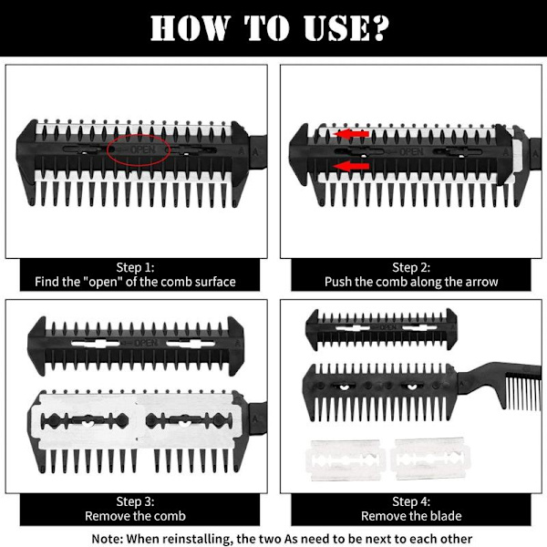 Double-sided hair cutting comb, thinning comb, C-shaped comb
