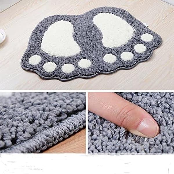 Sklisikker absorberende baderomsmatte, design med store føtter, polyester, lilla