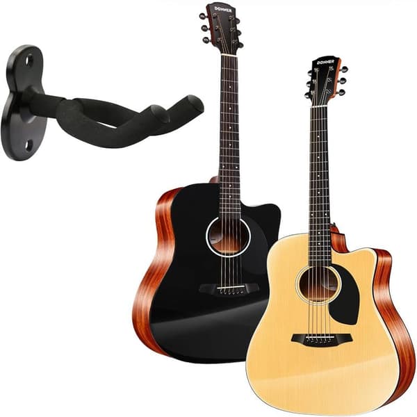 2-pack Gitarrställ Väggfäste Gitarrhängare, Gitarr Väggfäste Displayställ Krok, Kompatibel med Elgitarr, Klassisk Gitarr, Bas (Svart)