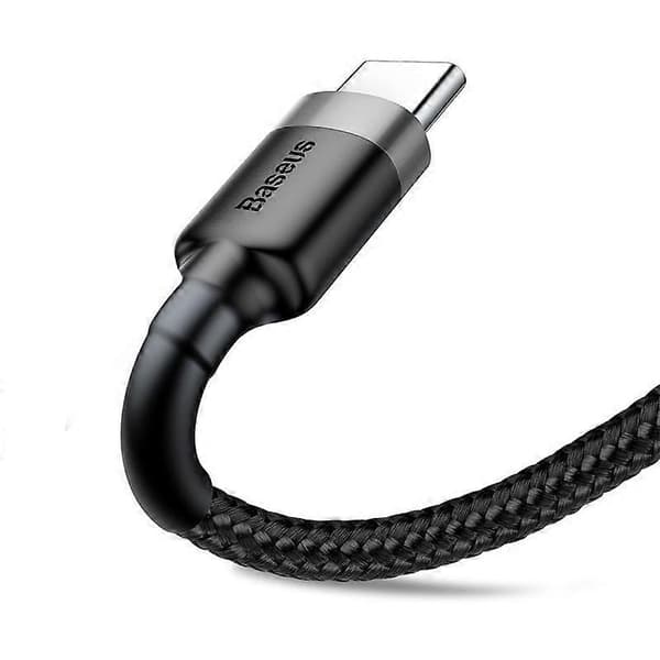 BASEUS Cafule Series 2m 2A Type-C Data Sync-kabel Nylonflettet Ladekabel - Grå/Svart