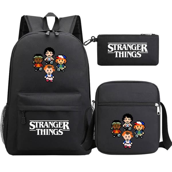 Stranger Things Ryggsäck 3-delars Set Student Skolväska Canvasväska 25 25 25 3PCS/Set