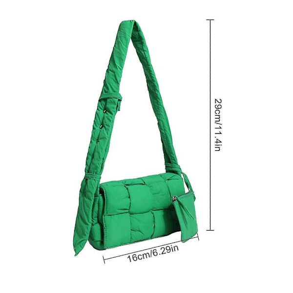 Puffervävd Väska Dam Vadderade Designer Crossbody Väskor Vävd Handväska Dun Axelväskor Blue