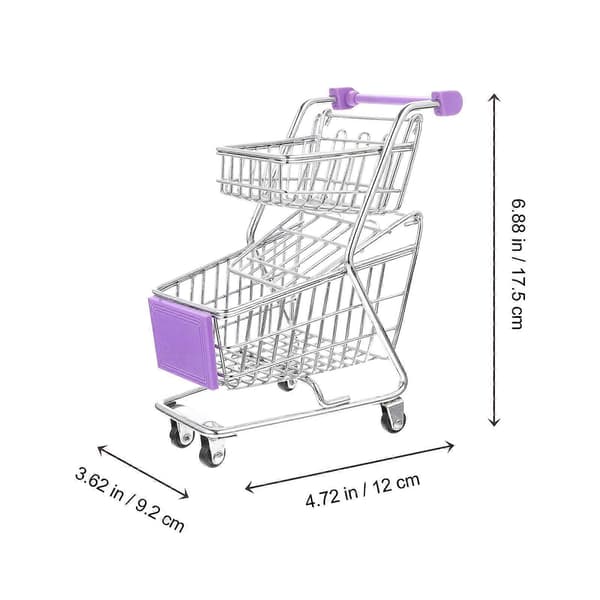 Lille Indkøbsvogn Miniature Supermarked Indkøbsvogn Dobbeltlags Trolley Legetøj