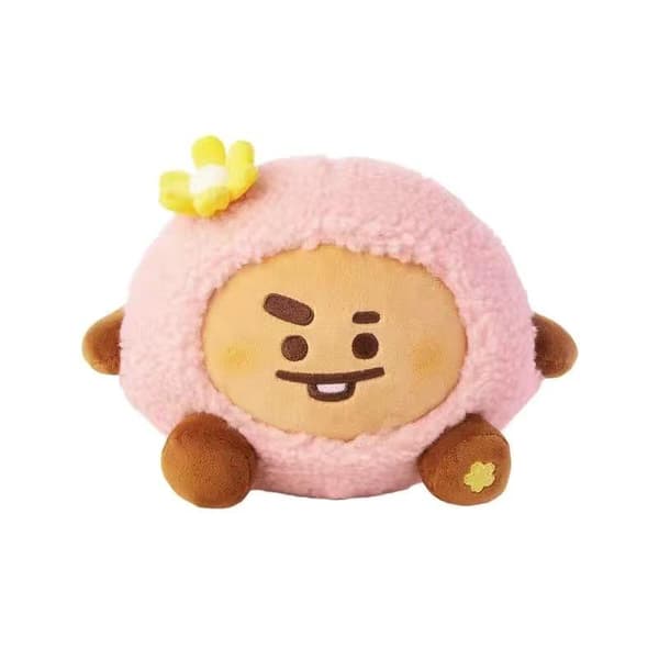 BT21 Cherry Blossom Plush Keychain - Kpop Bag Charm Doll Pendant*Pink Rabbit - Sitting Pose* Pink Rabbit - Sitting Posture