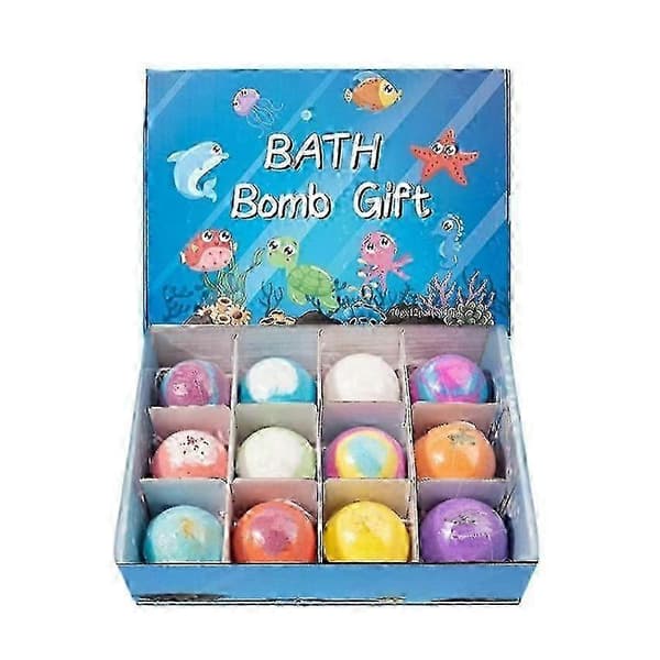 Nytt 12*50g badebombe gavesett, fargerike boblebadbomber aromaterapi spa-sett påskegave til barn gutter jenter