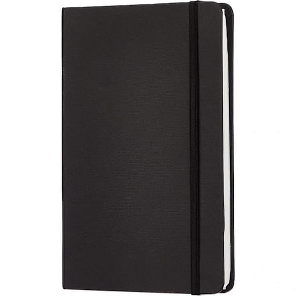 A5 Fortykket Journal Notesbog, 80g/200 Sider Blæksikkert Papir, Notesbøger med Foldbar Lomme, Sort
