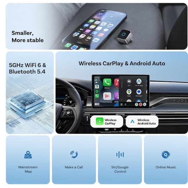 Ottocast Mini Cube Trådløs CarPlay Adapter Android Auto Biltilkoblingsboks CP88-M