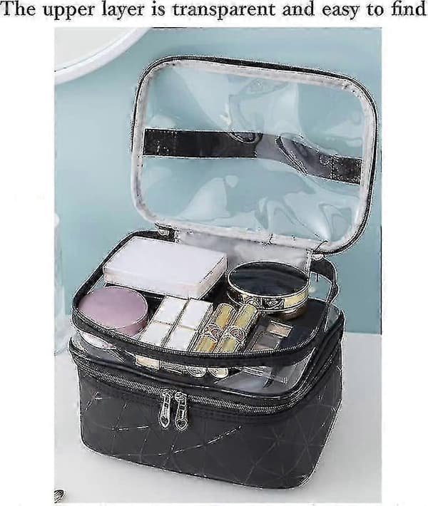 Makeup Tasker Dobbelt Lag Rejse Kosmetiktasker Vandtæt Stor Kapacitet Toilet Taske Make