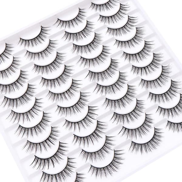 False Eyelashes 20 Pairs, 14mm 3D Fluffy Wispy Lashes, Natural Cat Eye Look for Everyday and Special Occasions Style 20-059