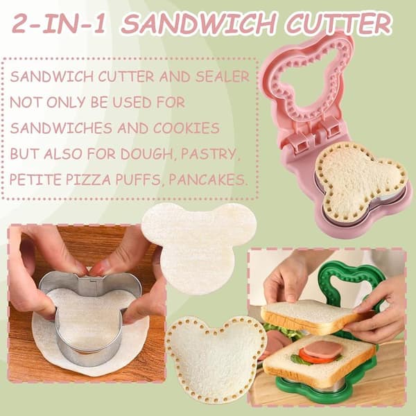 Rosa sandwichkutter og forsegler for barn, voksne, gutter, jenter, DIY brødbaker