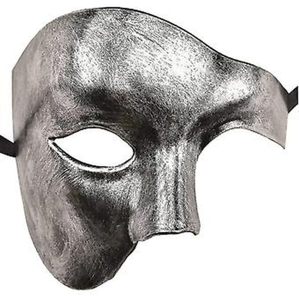 Maskerade maske for menn Halloween Operafantomet (Sølv)