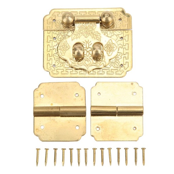 Lock Hasp Hinge Set Durable Rustproof Brass Corrosion Resistant Retro Style Wide Use Small Box Hinges