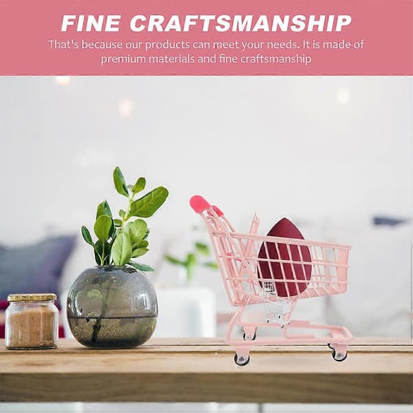 Mini handlekurv for barn for oppbevaring av kosmetikk, rosa, 1 sett