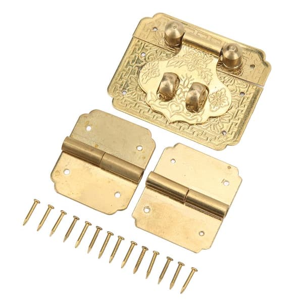 Lock Hasp Hinge Set Durable Rustproof Brass Corrosion Resistant Retro Style Wide Use Small Box Hinges