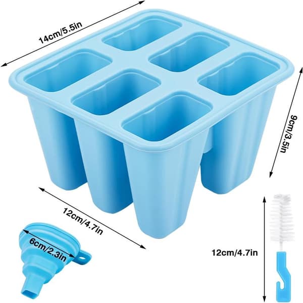 Silikonform for DIY-ispinne med 6 hull Blå[YJD] blu blue 6 celdas