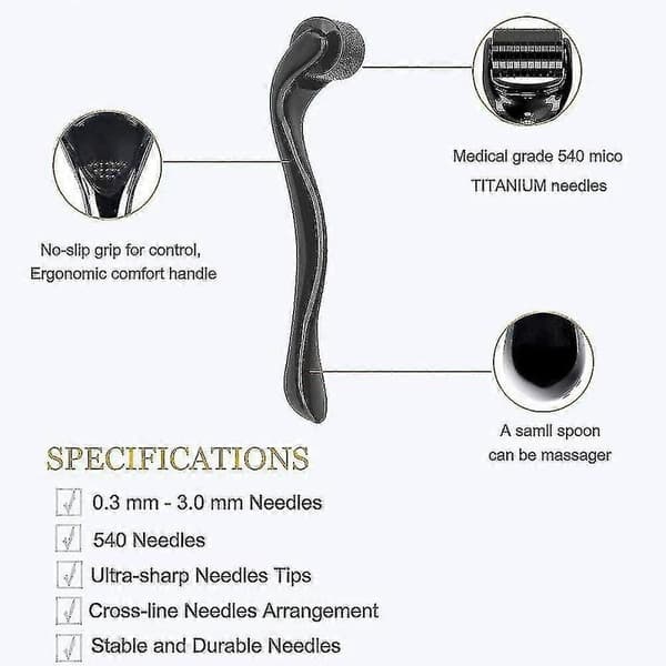 Derma Roller 1,5 mm, 540 Titanium Mikronålerulle til ansigtets rynker 1.5mm