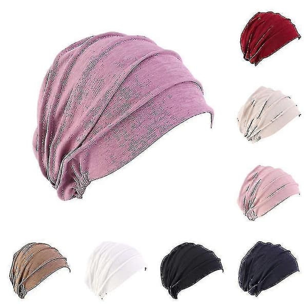 Elastisk bomullslue for kvinner, myk turban, bonnet, hodeplagg, kemolue Coffee