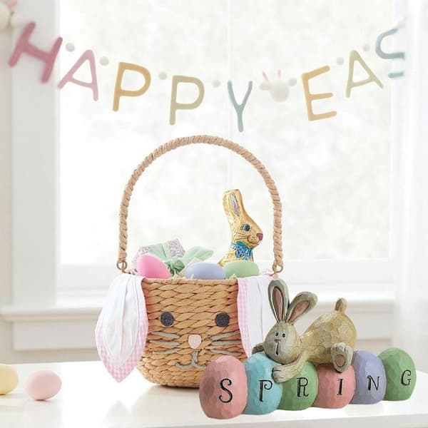 Rabbit Shaped Table Decoration, Happy Easter Bunny Egg Table Decoration, Cute Spring Rabbit Statue Centerpiece, Party Home Holiday Decoration.
