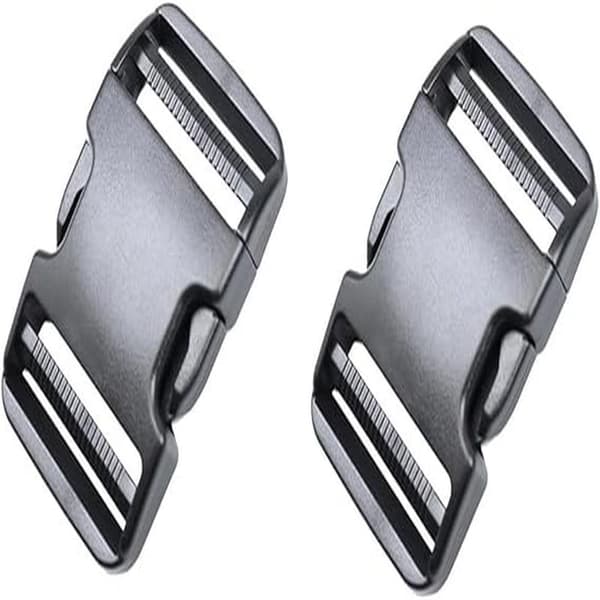 Quick Release Buckles with Dual Adjustments, 50mm, Heavy Duty Plastic Buckles, Backpack Replacement Buckles, Adjustable Without Sewing, 2 Sets