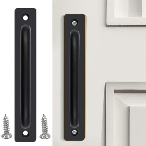 2 Pieces Black Sliding Door Handles No Punching Flush Pull