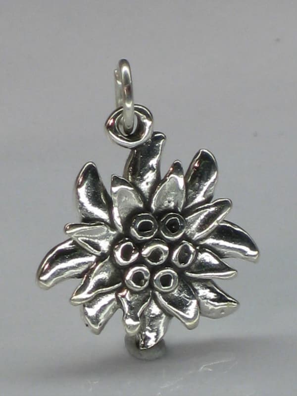 Edelweiss Blomma sterling silver berlock .925 x 1 Blommor berlocker