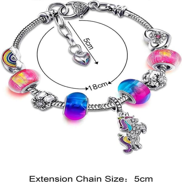 Enhjørning Glitrende Krystal Charm Armbånd Bangle til Pige Dame