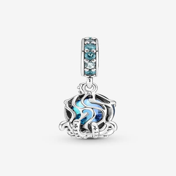 - Murano Glas Sød Blæksprutte Vedhæng Charm - Sterling sølv